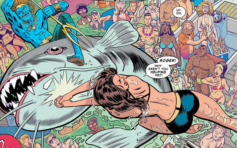 Javier Rodriguez and Alvaro Lopez’s art from this week’s Spider-Woman #9